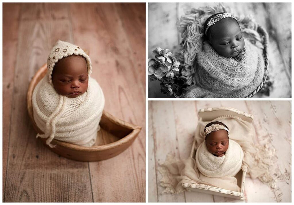 newborn photography atlanta, baby shower gift idea, gift for mom to be, studio photoshoot georgia, georgia newborn photographer, cream colored newborn set ups, baby wrapped for photo session