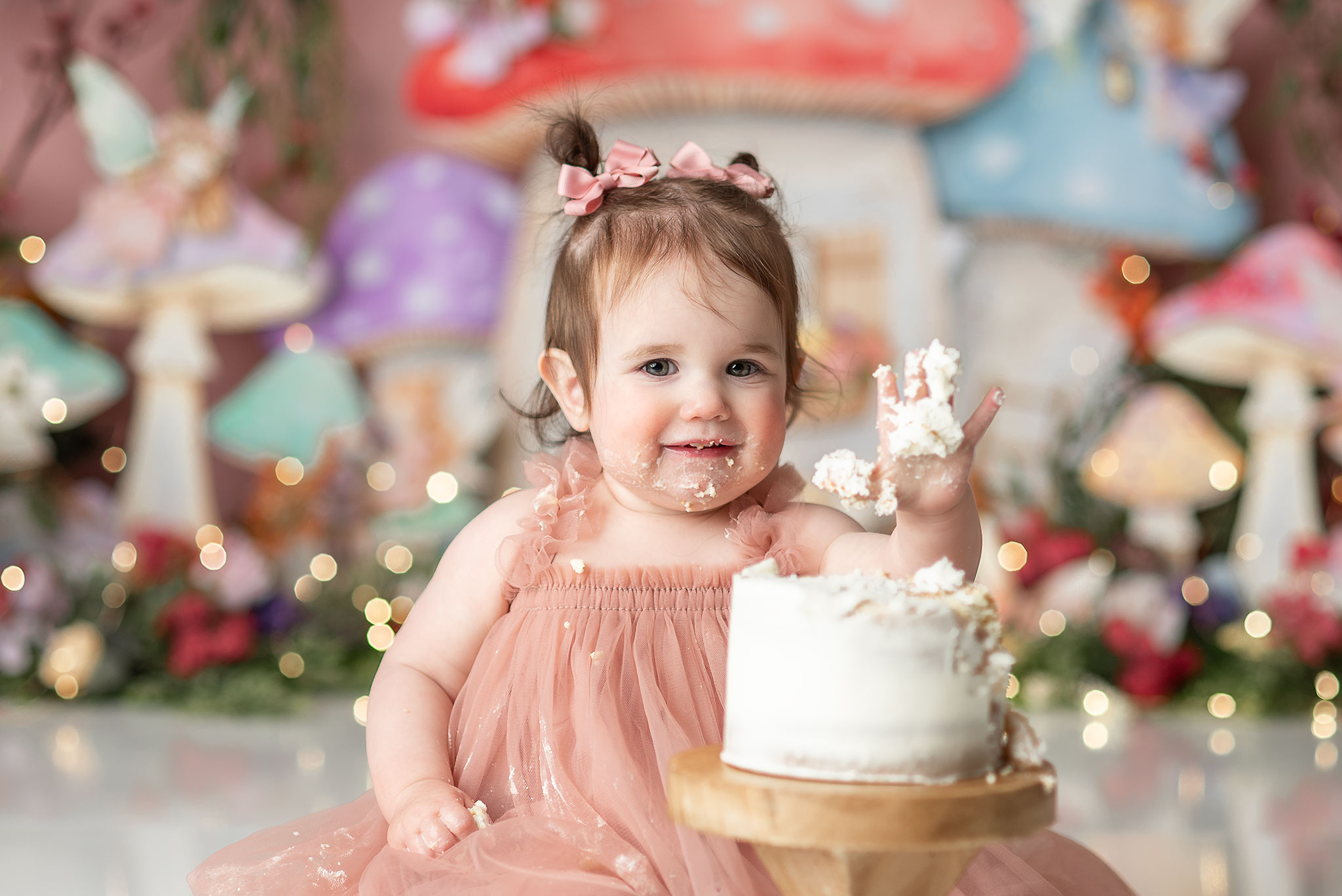 my fairy first birthday theme, nebraska cake, cake smash nebraska, smash cake, lincoln ne cake smash photographer, omaha cake smash photography, first birthday photoshoot omaha