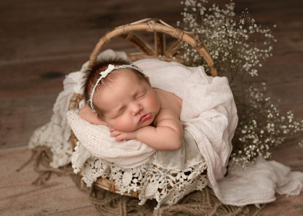boho newborn set up for newborn photography session in lincoln ne portrait studio